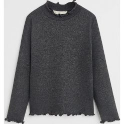 Mango Kids - Longsleeve dziecięcy Canale 110-164 cm. Szare bluzki dziewczęce Mango Kids, bez wzorów, z elastanu, z okrągłym kołnierzem, z krótkim rękawem, krótkie, bez kaptura. Za 59,90 zł.