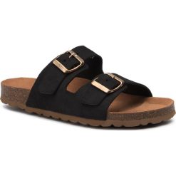 Klapki KAZAR - Nonne 45080-02-00 Black. Czarne klapki damskie Kazar, w paski, ze skóry, na wysokim obcasie. W wyprzedaży za 119,00 zł.