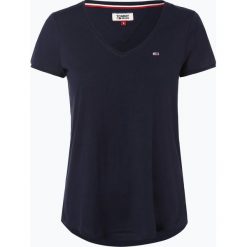 Tommy Jeans - T-shirt damski, niebieski. Niebieskie t-shirty damskie Tommy Jeans, xs, z aplikacjami, z jeansu, bez kołnierzyka. Za 139,95 zł.