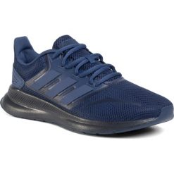 Buty adidas - Runfalcon EG8605 Tecind/Tecind/Legink. Niebieskie buty sportowe męskie Adidas, ze skóry ekologicznej, bez zapięcia, na fitness i siłownię. Za 199,00 zł.