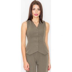 Oliwkowa Elegancka Garniturowa Kamizelka Damska. Zielone bluzki damskie FIGL, m, bez wzorów, z poliesteru, eleganckie, bez kaptura. Za 119,90 zł.