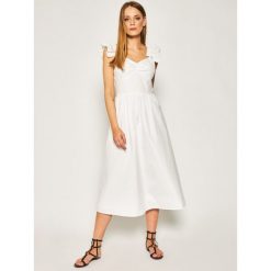 Sukienka letnia MICHAEL Michael Kors Poplin Ruffle MS08ZL0E5Y. Białe sukienki damskie MICHAEL Michael Kors, na lato, bez wzorów, z bawełny, bez kołnierzyka, bez rękawów. Za 1079,00 zł.