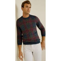 Mango Man - Sweter Check. Szare swetry klasyczne męskie Mango Man, l, z bawełny, z okrągłym kołnierzem. Za 199,90 zł.