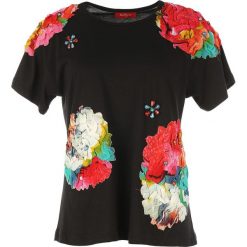 T-shirty damskie: Kwiecisty T-shirt z okrągłym dekoltem i krótkim rękawem