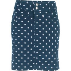 Spódnica ze stretchem, w kropki bonprix ciemnoniebiesko-biały w kropki. Spódniczki damskie bonprix. Za 74,99 zł.
