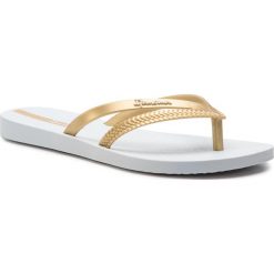 Japonki IPANEMA - Bossa Fem 82067 White/Gold 21241. Żółte klapki damskie marki Ipanema, bez wzorów, z tworzywa sztucznego, bez obcasa. Za 59,99 zł.