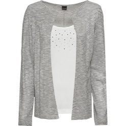 Shirt 2 w 1 bonprix czarno-biel wełny. Czarne koszulki damskie marki bonprix, bez wzorów, z wełny, bez kołnierzyka, bez rękawów. Za 99,99 zł.