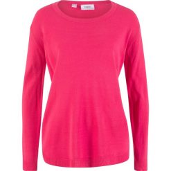 Ciepły sweter bonprix różowy hibiskus. Różowe swetry damskie bonprix, bez wzorów, bez rękawów, bez kaptura. Za 37,99 zł.