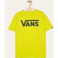 Vans - T-shirt dziecięcy 129-173 cm. Żółte t-shirty chłopięce Vans, z nadrukiem, z bawełny, bez rękawów. Za 89,90 zł.