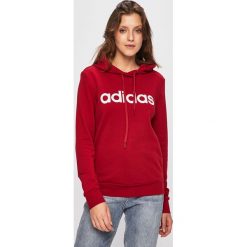 Adidas - Bluza. Czerwone bluzy damskie Adidas, s, z nadrukiem, z bawełny, bez rękawów, z kapturem. Za 179,90 zł.