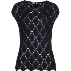 Shirt dzianinowy bonprix czarny. Czarne koszulki damskie bonprix, bez wzorów, z dzianiny, bez kołnierzyka. Za 49,99 zł.