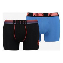 Puma 2-pack Bokserki Czarny Niebieski Wielokolorowy. Niebieskie bokserki męskie Puma, bez wzorów, z elastanu. Za 94,95 zł.