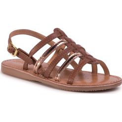 Sandały GEOX - J Sand.Eolie G. A J02BSA 043CF C6N6Q M Cognac/Dk Bronze. Pomarańczowe sandały dziewczęce Geox, ze skóry ekologicznej, bez zapięcia. Za 259,00 zł.