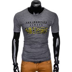 T-SHIRT MĘSKI Z NADRUKIEM S988 - GRAFITOWY. Szare t-shirty męskie marki Ombre Clothing, s, z nadrukiem. Za 29,00 zł.