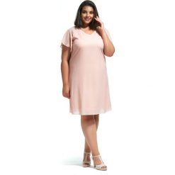 Łososiowa sukienka Ella na wesele duże rozmiary XXL OVERSIZE PLUS SIZE LATO. Różowe sukienki damskie Moda Size Plus Iwanek, na co dzień, na lato, xxl, bez wzorów, z szyfonu, eleganckie, z dekoltem w serek, plus size, bez rękawów, asymetryczne. Za 195,00 zł.