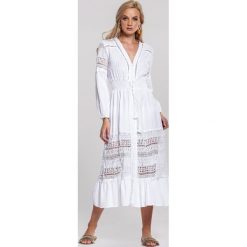 Biała Sukienka Swimming Pool. Białe sukienki damskie Renee, na imprezę, na lato, m, bez wzorów, boho, bez kołnierzyka, bez rękawów, długie, midi. Za 149,99 zł.