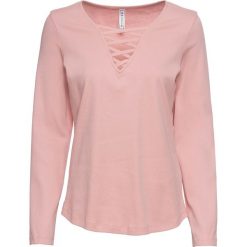Shirt ze sznurowaniem bonprix stary jasnoróżowy. Różowe koszulki damskie bonprix, bez wzorów, retro, z dekoltem w serek, bez rękawów. Za 49,99 zł.