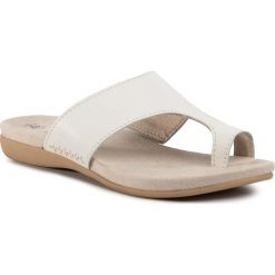Japonki JANA - 8-27150-24 White 100. Białe klapki damskie Jana, bez wzorów, ze skóry, bez obcasa. Za 149,00 zł.