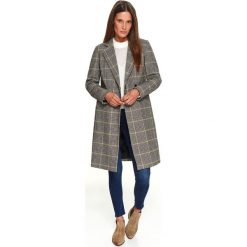 Płaszcz w kratę. Szare płaszcze damskie Top Secret, na zimę, bez wzorów, z jeansu, eleganckie. W wyprzedaży za 199,99 zł.
