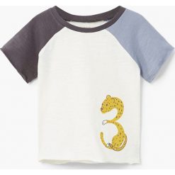 Mango Kids - T-shirt dziecięcy Paul 80-104 cm. Szare t-shirty męskie z nadrukiem marki Mango Kids, z bawełny, z okrągłym kołnierzem. W wyprzedaży za 12,90 zł.