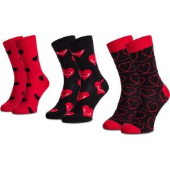 Zestaw 3 par wysokich skarpet unisex HAPPY SOCKS - XLOV08-4300 Czarny Czerwony. Czerwone skarpetki damskie Happy Socks, bez wzorów, z elastanu. Za 119,90 zł.