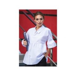 Koszula,bluzka BLANKA. Białe bluzki damskie Martino demi, na co dzień, l, bez wzorów, eleganckie, bez kołnierzyka, z długim rękawem. Za 349,00 zł.