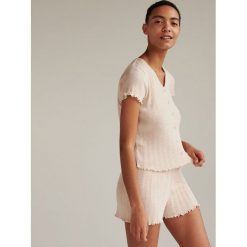 Dzianinowa piżama z bawełną organiczną - Beżowy. Brązowe piżamy damskie Reserved, xl, bez wzorów, z bawełny, bez rękawów. W wyprzedaży za 63,99 zł.