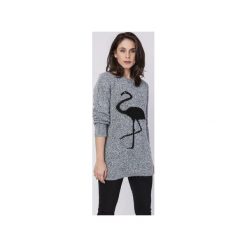 Sweter z flamingiem, SWE131 szary MKM. Szare swetry klasyczne damskie Mkm swetry, l, z dzianiny. Za 138,00 zł.