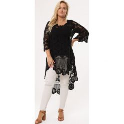 Czarna Tunika Marga. Czarne tuniki damskie Born2be, xl, bez wzorów, z kontrastowym kołnierzykiem, z długim rękawem. Za 99,99 zł.
