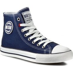 Trampki BIG STAR - T274025 Navy. Niebieskie półbuty damskie marki BIG STAR, bez wzorów, z materiału, retro, bez obcasa, na płaskiej podeszwie, bez zapięcia. Za 99,00 zł.