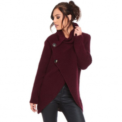 Kardigan "Stone" w kolorze bordowym. Czerwone kardigany damskie marki Cosy Winter, s, ze splotem. W wyprzedaży za 181,95 zł.
