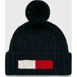 Tommy Hilfiger - Czapka. Czarne czapki zimowe męskie TOMMY HILFIGER, z bawełny. Za 199,90 zł.