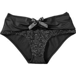 Figi "panty" bonprix czarny. Czarne figi damskie marki bonprix, w koronkowe wzory, z koronki. Za 34,99 zł.