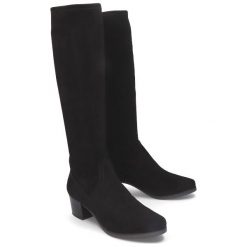 CAPRICE 25506-23 044 black stretch, kozaki damskie. Czarne kozaki damskie Caprice, bez obcasa, na obcasie, bez zapięcia. Za 249,90 zł.