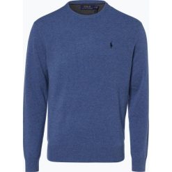 Polo Ralph Lauren - Męski sweter z wełny merino, niebieski. Niebieskie bez kategorii Polo Ralph Lauren, xxl, z haftami, z wełny, eleganckie, polo. Za 499,95 zł.