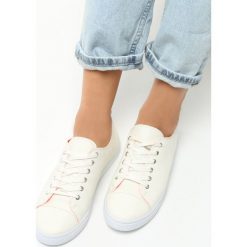 Trampki damskie slip on: Białe Trampki Red Light