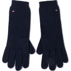 Rękawiczki Damskie TOMMY HILFIGER - Flag Knit Gloves AW0AW07197 CJM. Niebieskie rękawiczki damskie TOMMY HILFIGER, bez wzorów, z bawełny. W wyprzedaży za 129,00 zł.