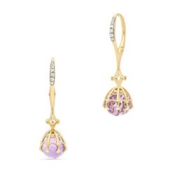 Złote Kolczyki - złoto 750, Brylant 0,05ct,ametyst. Żółte kolczyki damskie W.KRUK, z ametystem, złote. Za 5490,00 zł.