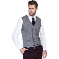 Sweter CRISTOFORO SWPS000164. Szare swetry męskie Giacomo Conti, m, bez wzorów, z bawełny, z kontrastowym kołnierzykiem, bez kaptura. Za 169,00 zł.