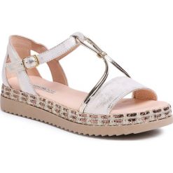 Espadryle LIBERO - 1050 100. Żółte espadryle damskie Libero, z aplikacjami, ze skóry, bez obcasa. W wyprzedaży za 229,00 zł.