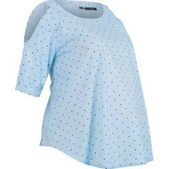 Bluzka ciążowa bawełniana z wycięciami bonprix jasnoniebieski w paski. Niebieskie bluzki ciążowe marki bonprix, w paski, z bawełny. Za 37,99 zł.