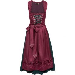Sukienka ludowa Premium z haftowanym fartuchem bonprix magenta - wzorzysty. Fioletowe sukienki damskie bonprix, z haftami, z żakardem, eleganckie, z kontrastowym kołnierzykiem, bez rękawów. Za 399,99 zł.