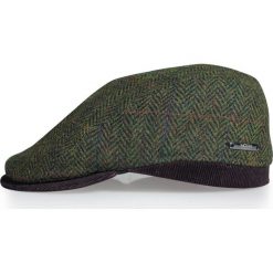 Oliwkowy kaszkiet/czapka męska w jodełkę G13. Zielone czapki męskie Modini Moda Męska, bez wzorów, z wełny, casualowe. Za 126,00 zł.