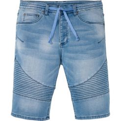 Bermudy dżinsowe dresowe Regular Fit bonprix niebieski "bleached”. Niebieskie jeansy męskie bonprix, m, bez wzorów, z jeansu. Za 109,99 zł.