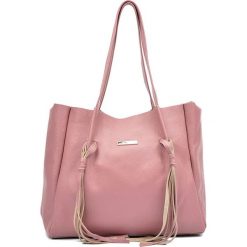 Shopper bag damskie: Skórzana torebka w kolorze różowym – (S)28 x (W)49 x (G)17 cm