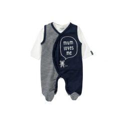 Staccato Śpioszki komplet dark navy - niebieski - Gr.Niemowlę (0 - 6 miesięcy). Niebieskie śpiochy niemowlęce marki Staccato, z aplikacjami, z bawełny. Za 85,00 zł.