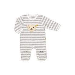 Steiff Baby Nicki Śpioszki w paski softgrey - szary. Szare śpiochy niemowlęce marki Steiff, w paski, z bawełny. Za 92,00 zł.