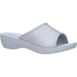 Srebrne klapki sanitarne medyczne inblu pl00045n. Szare klapki damskie Inblu, bez wzorów, ze skóry ekologicznej, bez obcasa. Za 49,99 zł.