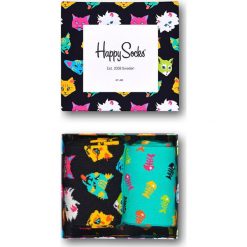 Happy Socks - Skarpetki Cat (2-pack). Czarne skarpetki damskie Happy Socks, bez wzorów, z elastanu. W wyprzedaży za 59,90 zł.