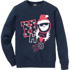 Bluza dresowa Slim Fit bonprix ciemnoniebieski. Niebieskie bluzy męskie marki bonprix, s, z nadrukiem, z dresówki, bez kołnierzyka, bez rękawów, bez kaptura. Za 74,99 zł.